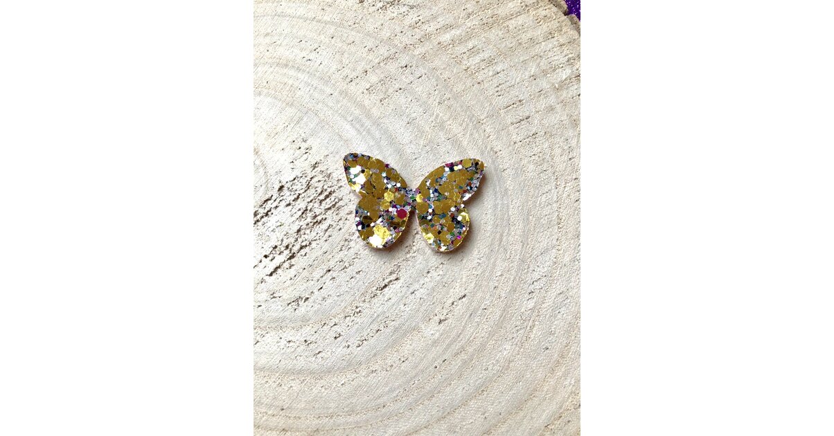 Broche Papillon Signée GAS - Made In France St Tropez - Métal Et Strass - Occasion Bon État